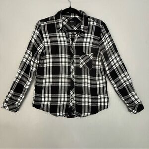 Rails Plaid Flannel Shirt Women's Medium Long Sleeve Button Down Black White